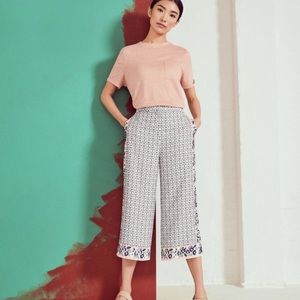 NWT Ted Baker Geometric Print Wide Leg Culotte Crop Pants Women